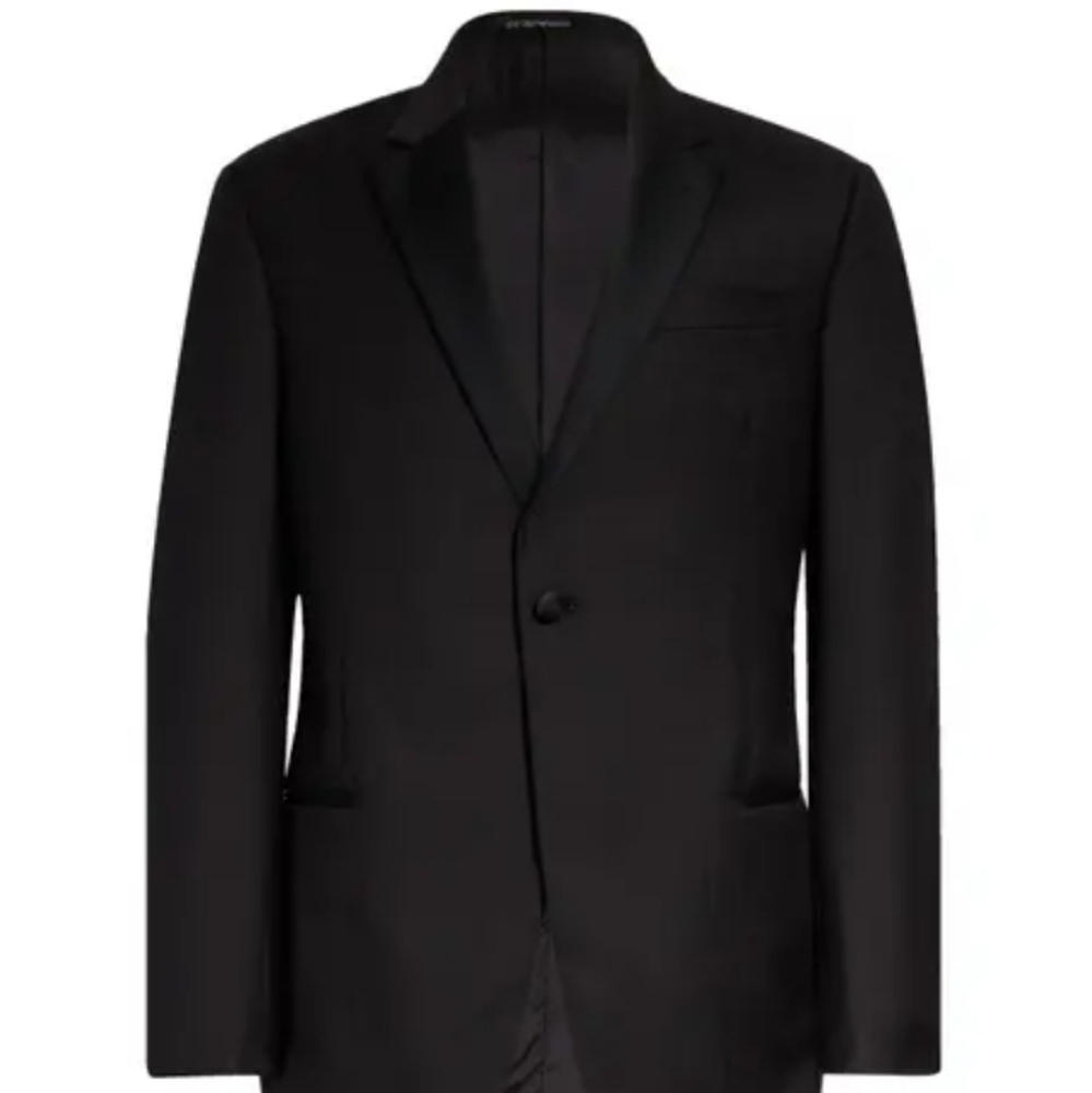 Men dress suit black  Caravelle fabric & stacy Adam's  tie